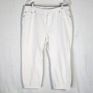 Chico's Platinum White Cotton Poly Elastic Waist Crop Jeans Chico Size 3 US XL